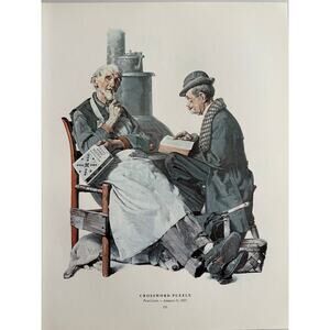 Norman Rockwell, Crossword Puzzle, Friends, Tea Kettle, Sleeping Dog, January 19
